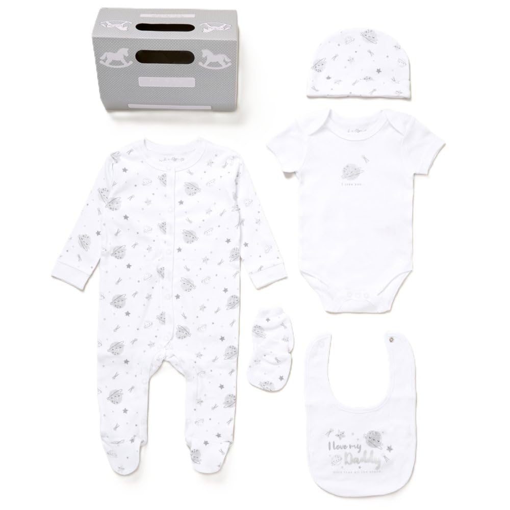 Baby Unisex I Love My Daddy 6 Piece Gift Set with Mesh Bag, NB-6 Months