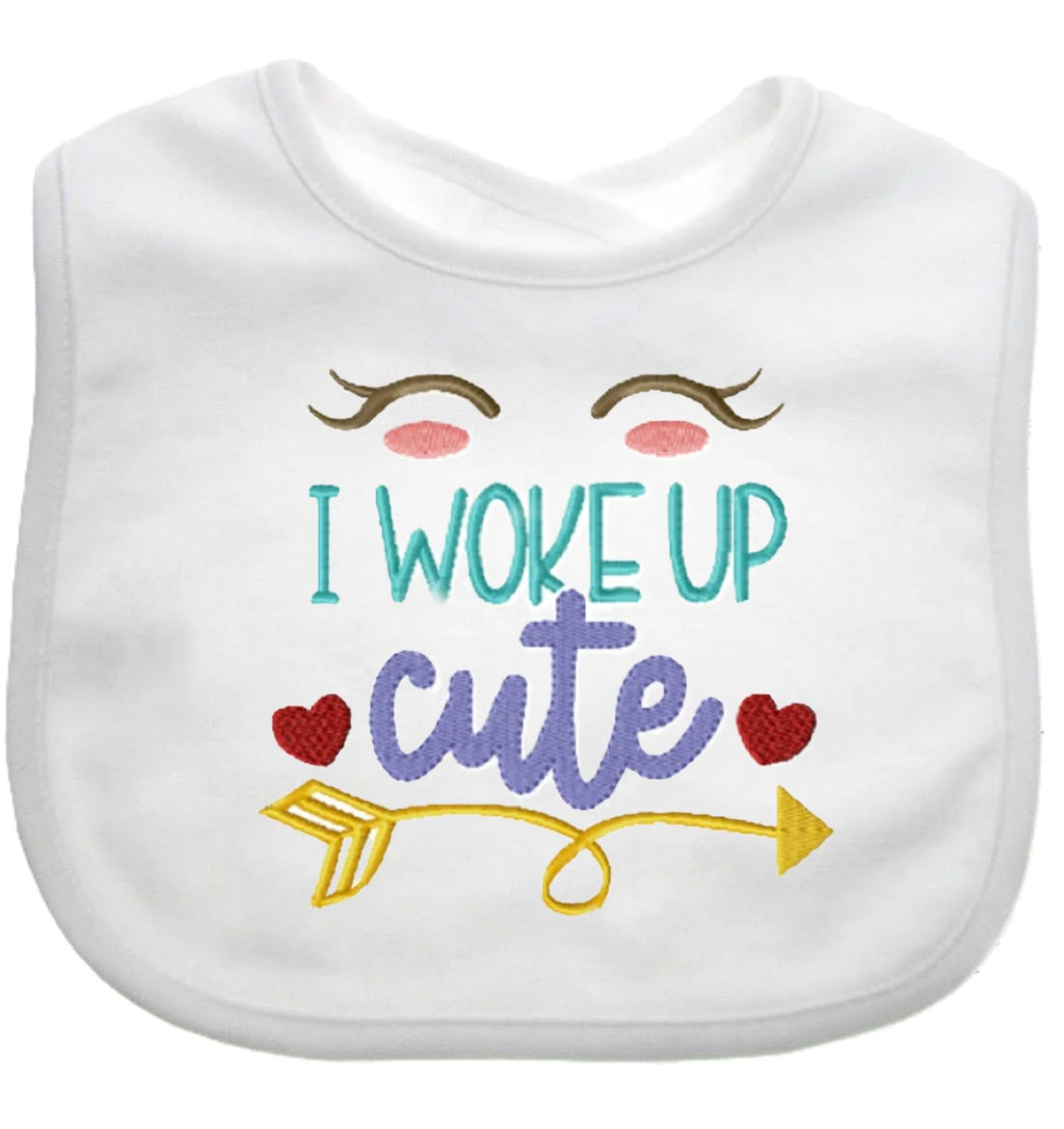 Funny Baby Bib I Woke Up Cute Boy Girl Gift EMBROIDERED BABY BIB