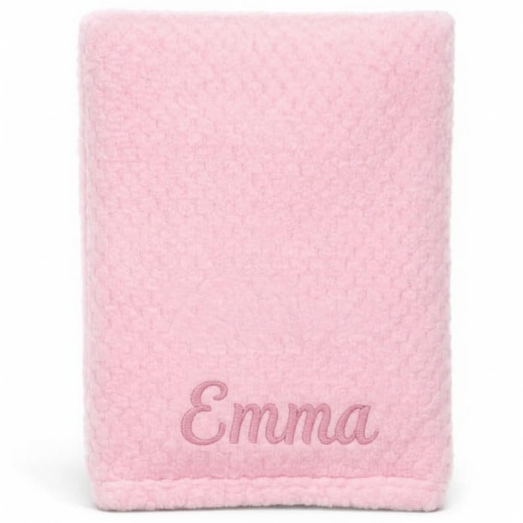 Personalised Baby Blanket with Name Custom Newborn Blanket 75x100cm Soft Waffle Fleece Cot & Pram Blanket Embroidered Baby Gift for Baby Shower, Christening, Baby Boys & Girls
