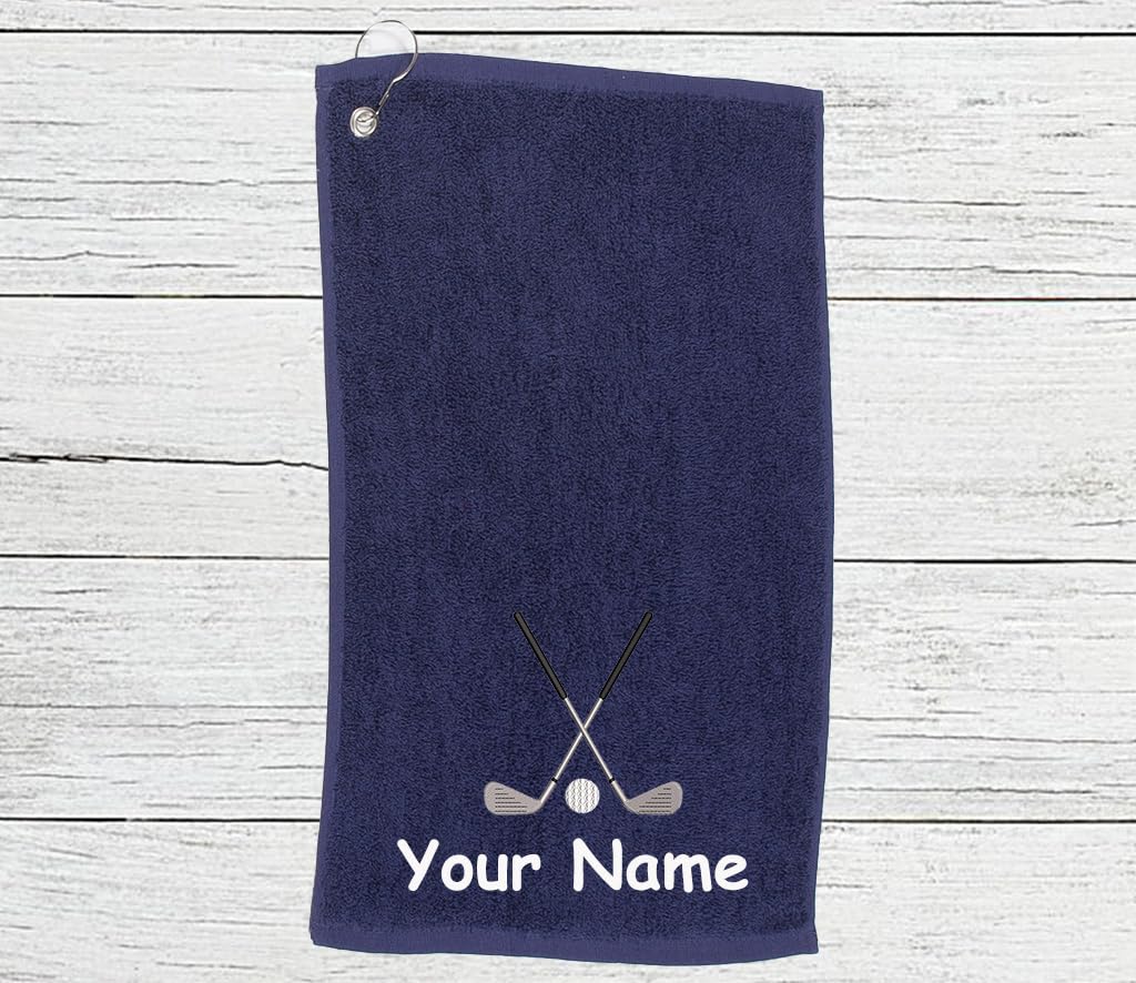 Personalised Golf Towel – Embroidery and Clip 100% Ringspun Cotton Golf Accessories - Golf Gift
