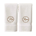 2 Pcs His & Hers Hand Towels 100% Cotton Embroidered Bathroom Towel Gift for Valentine's Day Wife Husband Wedding Engagement Anniversary.
