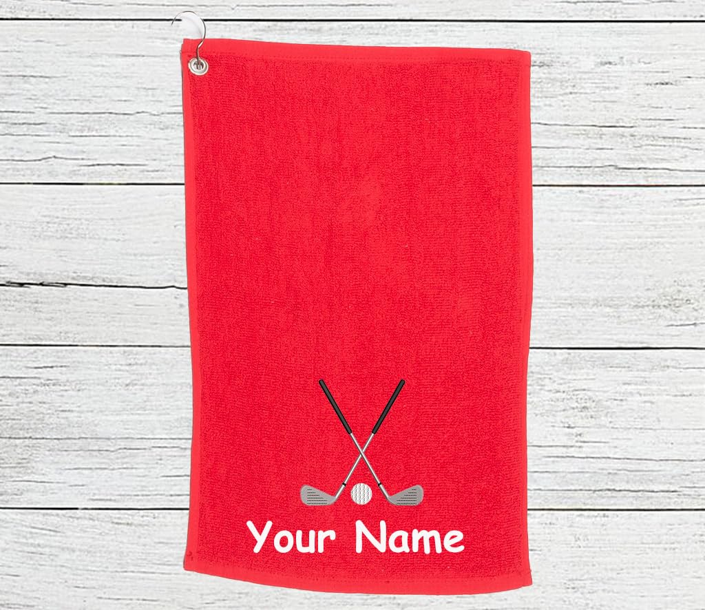 Personalised Golf Towel – Embroidery and Clip 100% Ringspun Cotton Golf Accessories - Golf Gift