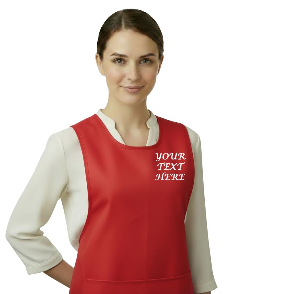 Personalised Custom Embroidered Ladies Pocket Tabard Workwear Bar Cleaning Apron Choice of colours