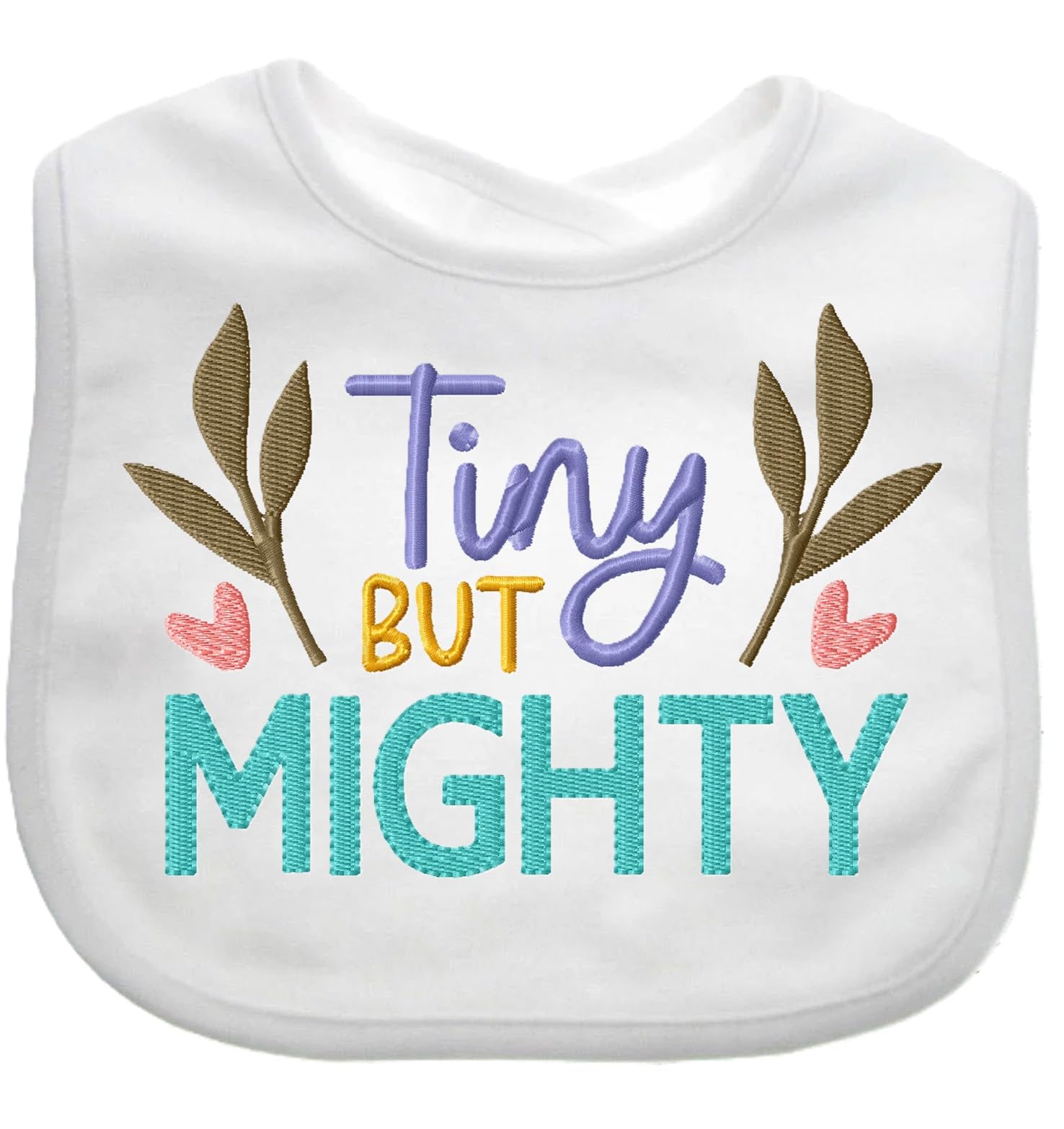 Funny Baby Bib Tiny But MIGHTY Boy Girl Gift EMBROIDERED BABY BIB