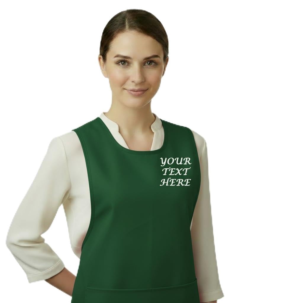 Personalised Custom Embroidered Ladies Pocket Tabard Workwear Bar Cleaning Apron Choice of colours
