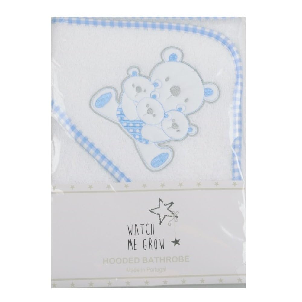 Watch Me Grow Baby Boys Teddy Hooded Towel, 70x70 cm