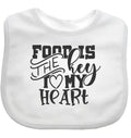 Food Is The Key To My Heart Baby Bib choice of colours
