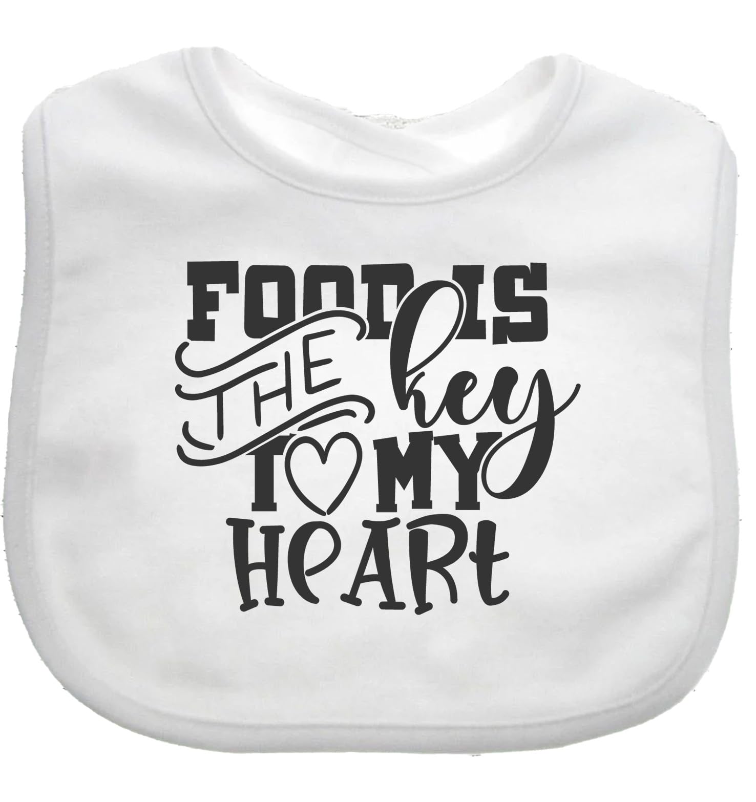 Food Is The Key To My Heart Baby Bib choice of colours