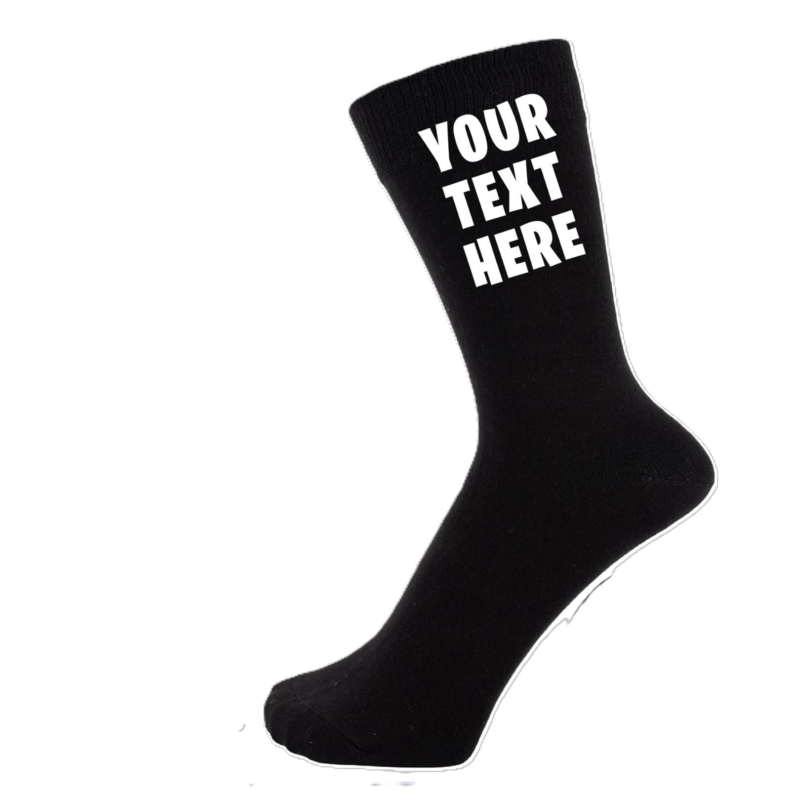 Custom Text Luxury Personalised Black Socks - Great for Gifts One Pair of Socks