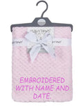 Personalised embroidered BABY WAFFLE BLANKET 75CM-90CM PINK