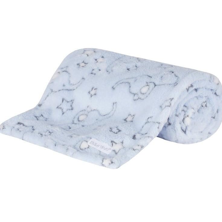 Baby Boys Newborn Soft Blankets Jacquard Elephant Plush Fleece Pram Crib Blue Blanket