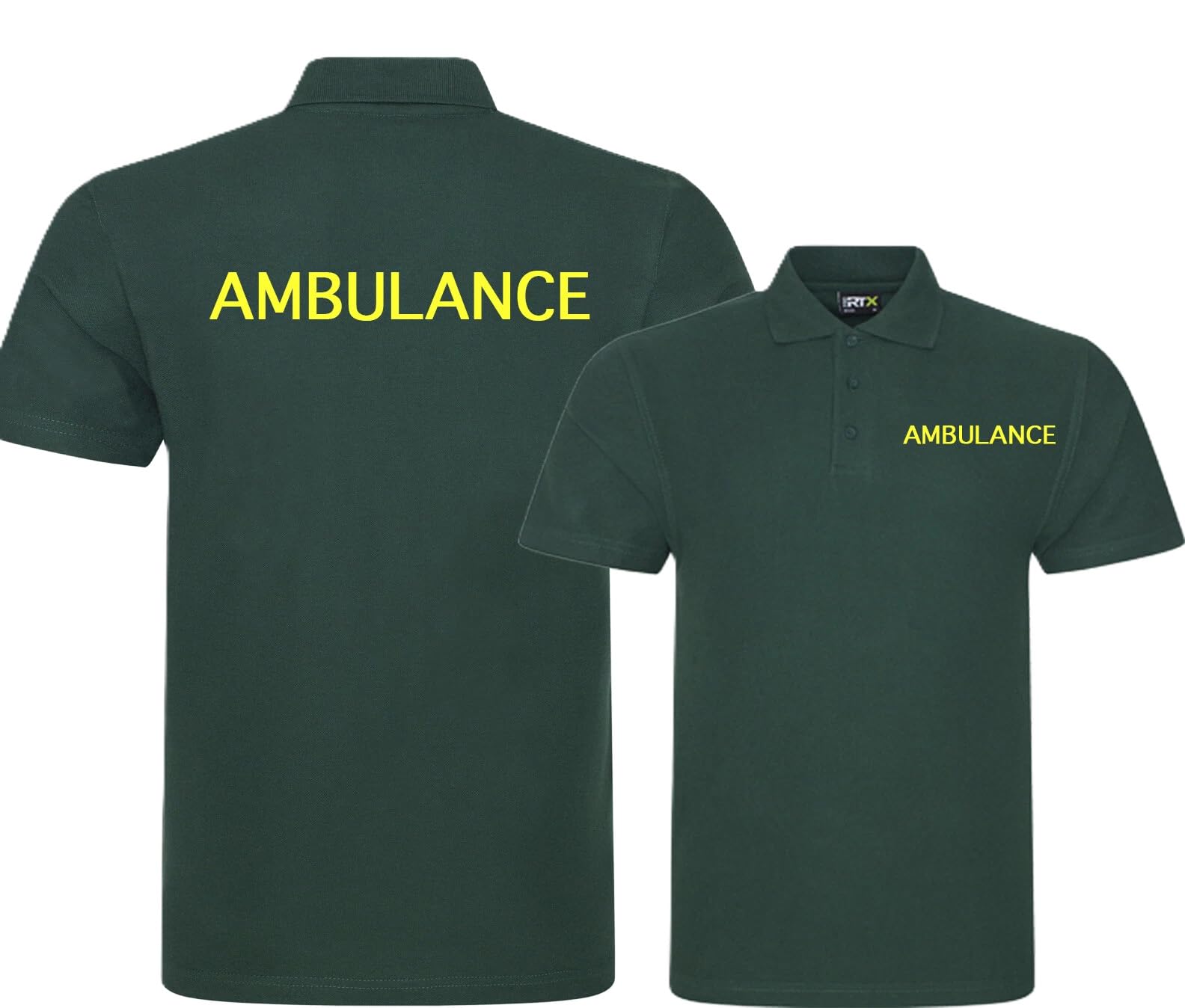Ambulance Polo Shirt, Bottle Green, Cotton, Short Sleeve, Emergency Uniform Workwear, Unisex