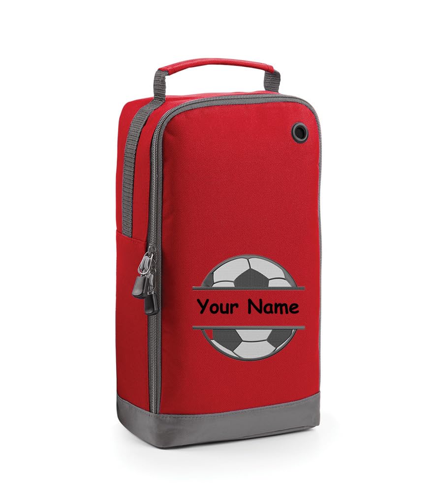 Personalised Football Boot Bag with Name - Footballer Gift Shoe Sports Bag with Foot Ball Design .Choice of Colours